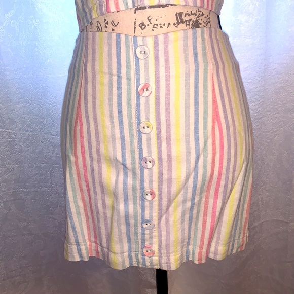 Forever 21 | Pinstripe Pastel Multi color tube top and mini skirt | size small - Picture 4 of 5